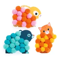   Djeco Pompom-kép készítés - Állatok és pomponok - Animals and Pom-pom Circles