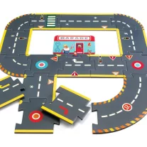   Djeco CRAZY MOTORS autópálya - Városi kőrút - City circuit - Giant puzzle - 26 pcs