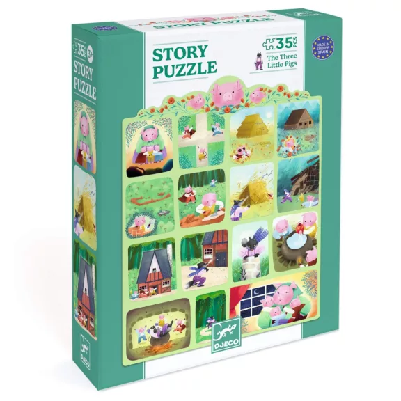 Djeco Mese puzzle - A három kismalac, 35 db-os - The Three Little Pigs Djeco Mese puzzle - A három kismalac, 35 db-os - The Three Little Pigs