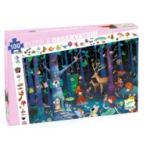   Djeco Megfigyeltető puzzle - Elvarázsolt erdő, 100 db-os - Enchanted Forest