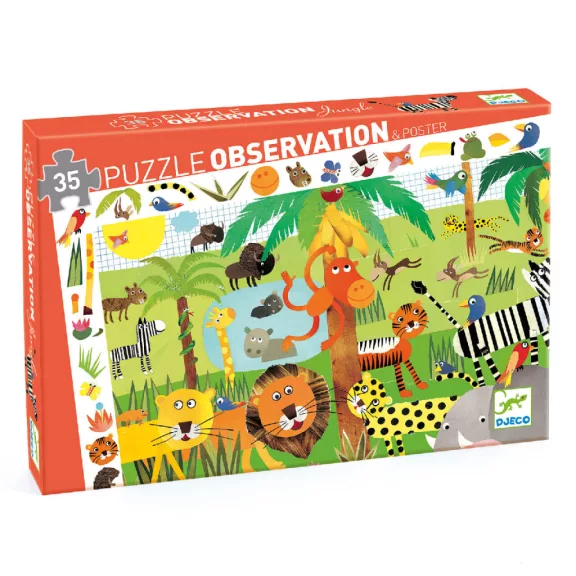 Djeco Megfigyeltető puzzle - Dzsungel, 35 db-os - Jungle Djeco Megfigyeltető puzzle - Dzsungel, 35 db-os - Jungle
