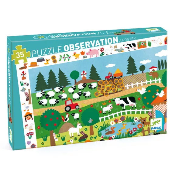 Djeco Megfigyeltető puzzle - A farm, 35 db-os - The farm Djeco Megfigyeltető puzzle - A farm, 35 db-os - The farm