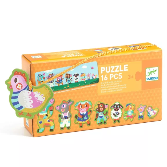 Djeco Sorozatkirakó puzzle - Nagyok és kicsik a tanyán, 16 db-os - Big and small on the farm Djeco Sorozatkirakó puzzle - Nagyok és kicsik a tanyán, 16 db-os - Big and small on the farm