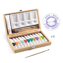   Djeco Művészeti műhely - Festő készlet - 12 Gouaches - Artist’s box