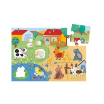   Djeco Óriás puzzle - Tanyasi állatsimogató, 12+8 db-os - Tactile farm puzzle