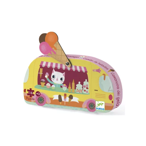 Djeco Formadobozos puzzle - Fagyis kocsi, 16 db-os - Ice cream truck Djeco Formadobozos puzzle - Fagyis kocsi, 16 db-os - Ice cream truck